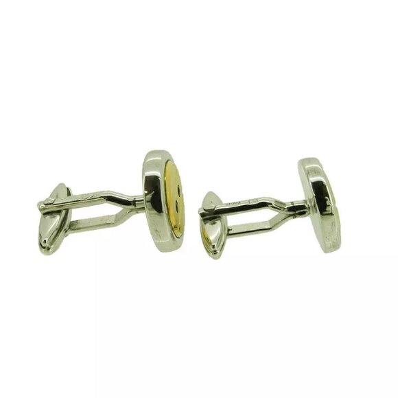 S.T.Dupont cufflinks button design Silver & Gold hardware Authentic - Picture 6 of 10
